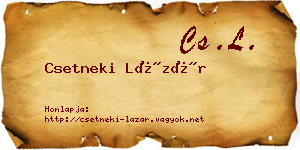 Csetneki Lázár névjegykártya